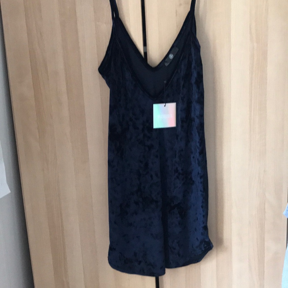 Missguided Crushed Blue Velvet Slip